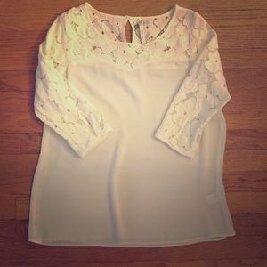 Cream blouse with lace detail